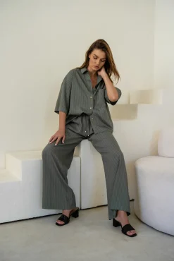 Spodnie ALI STRIPED OLIVE