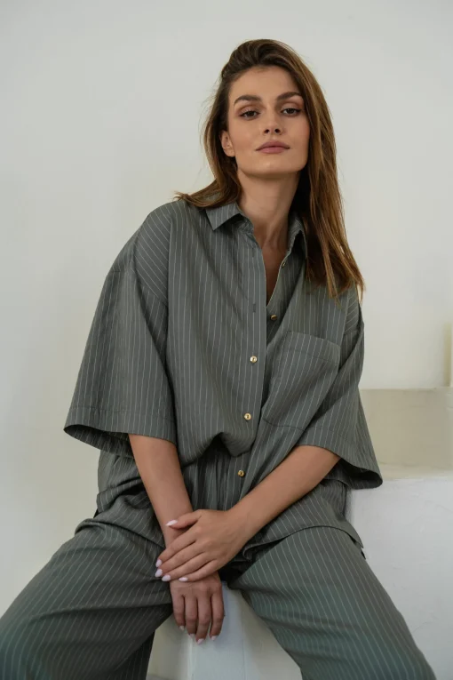 Spodnie ALI STRIPED OLIVE