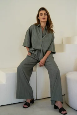 Spodnie ALI STRIPED OLIVE