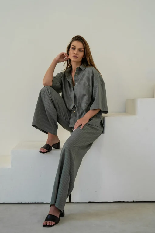 Spodnie ALI STRIPED OLIVE