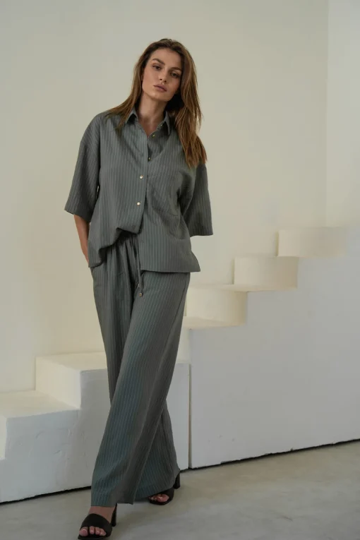 Spodnie ALI STRIPED OLIVE