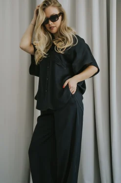 Spodnie MARBELLA SILKY DARK BLUE