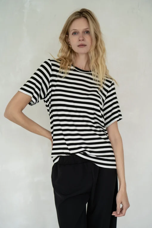 Top VIEN STRIPED BLACK